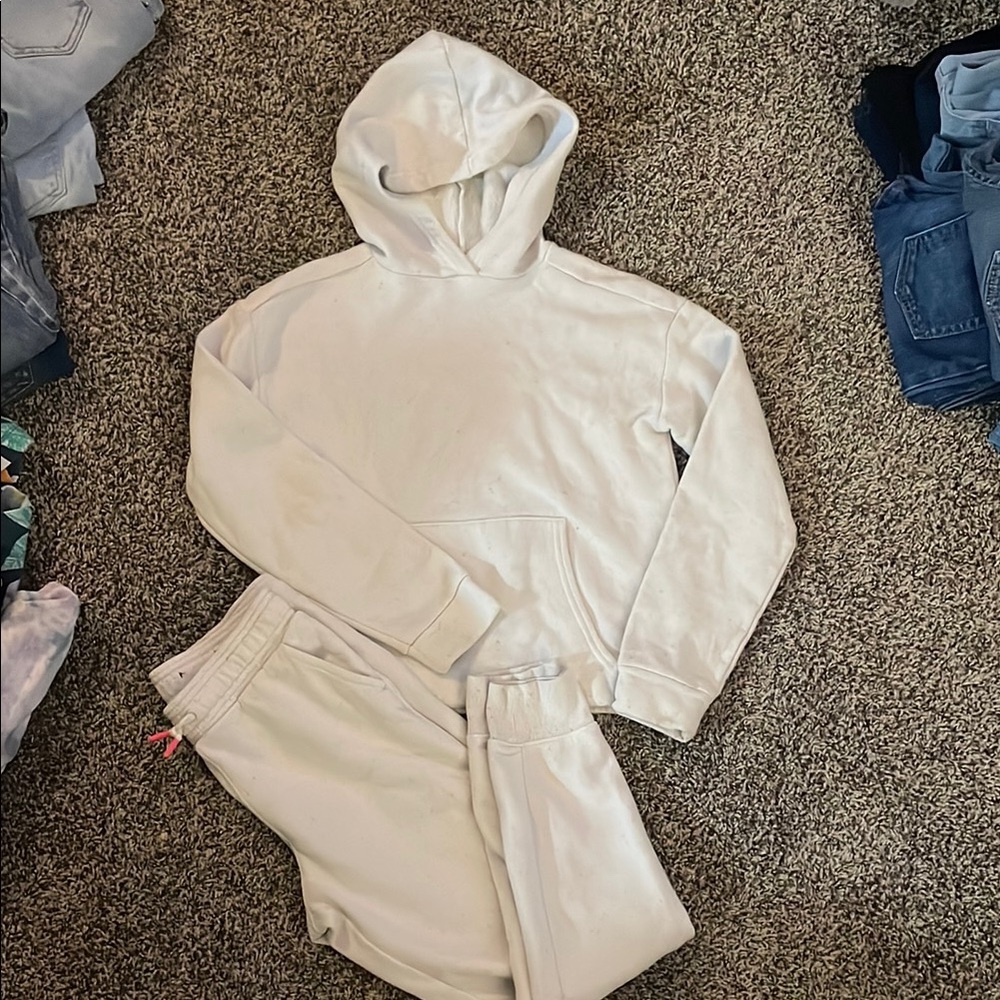 Tek Gear Kids White Hoodie and Sweatpants Set
